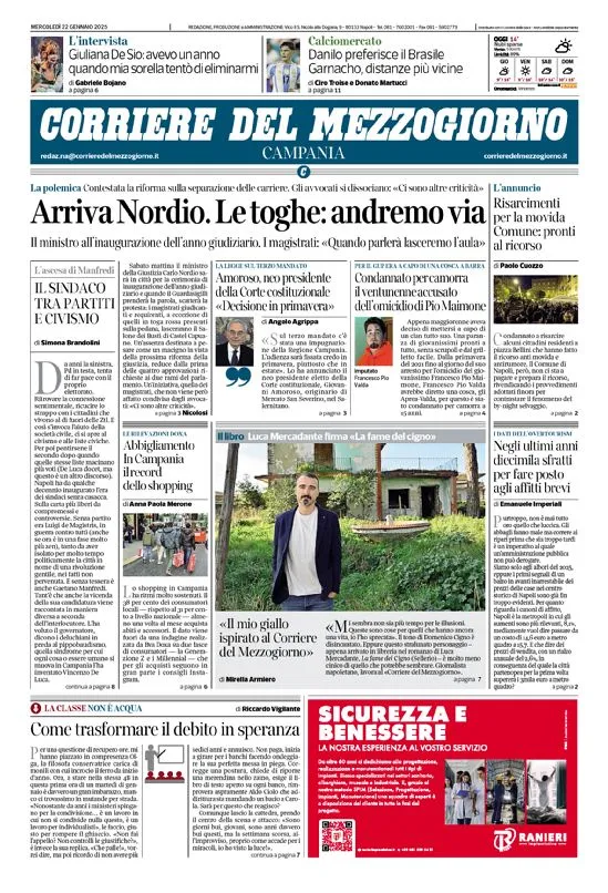 Prima-pagina-corriere del mezzogiorno-del-2025-01-22